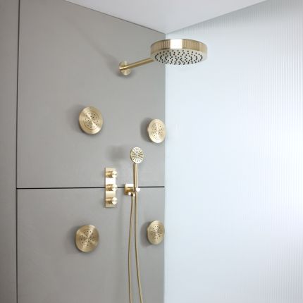 Milano Lune - Thermostatic Shower with Diverter, Shower Head, Hand Shower and Body Jets (3 Outlet) - Choice of Finish