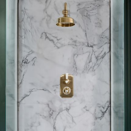Milano Elizabeth - Brushed Brass Traditional Thermostatic Shower with Wall Mounted Shower Head (1 Outlet)