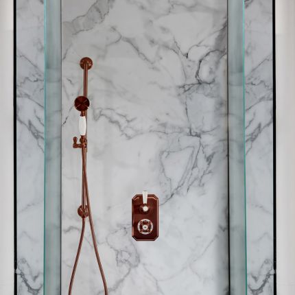 Milano Elizabeth - Brushed Copper Traditional Thermostatic Shower with Round Hand Shower and Riser Rail (1 Outlet)