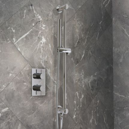 Milano Otto - Modern Thermostatic Shower with Riser Rail Kit - Choice of Finish (1 Outlet)