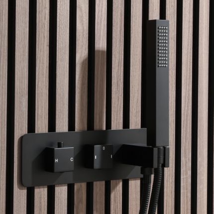 Milano Preto - Thermostatic Shower with Diverter and Hand Shower - Black