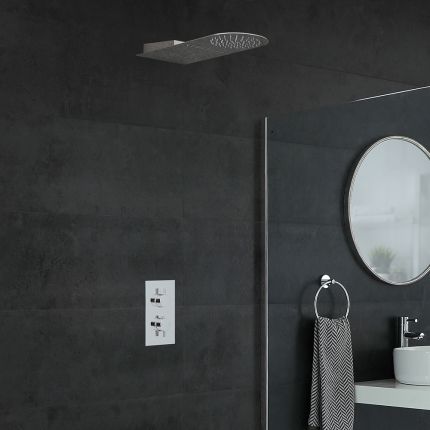 Milano Mirage - Chrome Thermostatic Shower with Diverter and Waterblade Shower Head (2 Outlet)