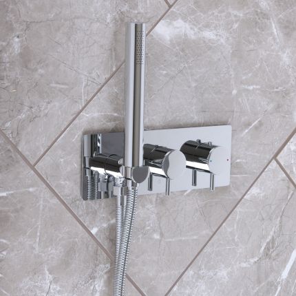 Milano Otto - Modern Twin Diverter Thermostatic Shower Valve with Hand Shower - Choice of Finish