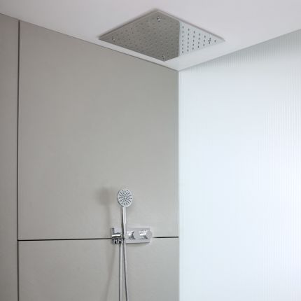 Milano Lune - Modern Thermostatic Shower with Diverter, Recessed Shower Head and Hand Shower (2 Outlet) - Choice of Finish
