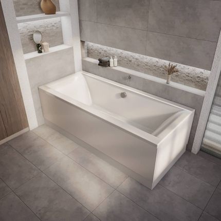 Milano Elswick - 1700mm x 750mm Modern Square Double Ended Bath - Choice of Panels