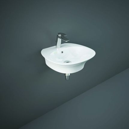 RAK Sensation - Gloss White Modern Wall Hung Basin - 550mm x 460mm (1 Tap-Hole)