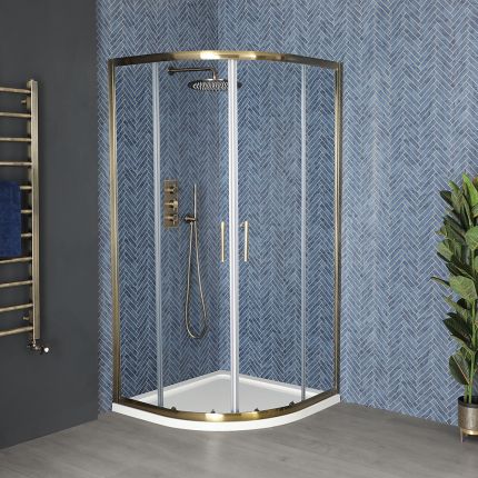 Milano Monet - 900mm Antique Brass Quadrant Shower Enclosure with Tray