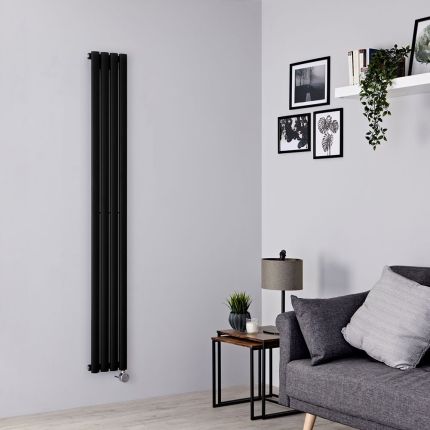 Milano x ECOSO Aruba Slim - Electric- Black Vertical Designer Radiator - 1780mm x 236mm (Single Panel) - with Wi-FI Thermostatic Heating Element