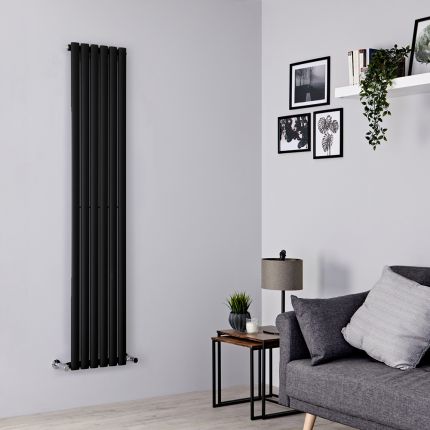 Milano Aruba - Black Vertical Designer Radiator - 1780mm x 354mm (Single Panel)