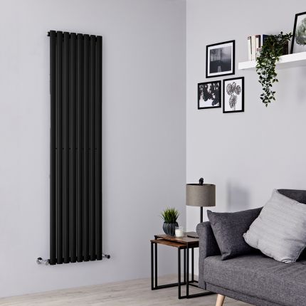 Milano Aruba - Black Vertical Designer Radiator - 1780mm x 472mm (Single Panel)