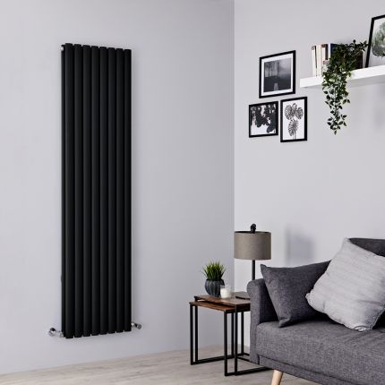 Milano Aruba - Black Vertical Designer Radiator - 1780mm x 472mm (Double Panel)