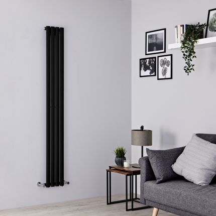 Milano Aruba Slim - Black Space-Saving Vertical Designer Radiator - 1780mm x 236mm (Single Panel)