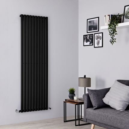 Milano Aruba - Black Vertical Designer Radiator - 1780mm x 590mm (Single Panel)