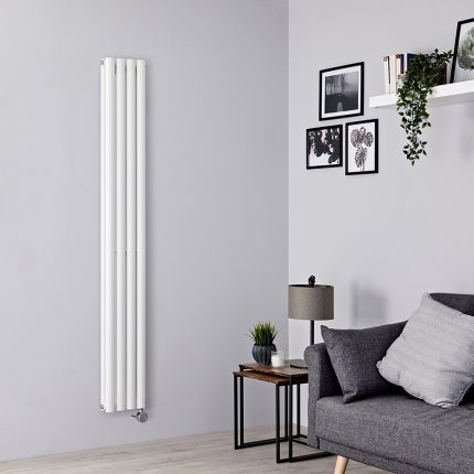 Milano x ECOSO Aruba Slim - Electric White Vertical Designer Radiator - 1780mm x 236mm (Double Panel) - with Wi-FI Thermostatic Heating Element
