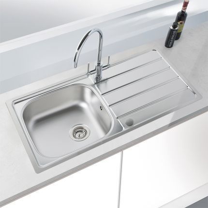 Harlyn Towan - Single Bowl Stainless Steel Kitchen Sink with Reversible Drainer