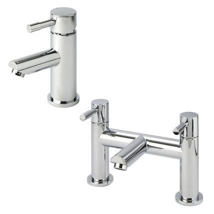 Milano - Modern Basin Mixer and Bath Filler Mixer Tap Set - Choice of Finish
