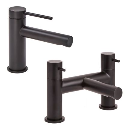 Milano Otto - Modern Basin Mixer and Bath Filler Mixer Tap Set - Choice of Finish