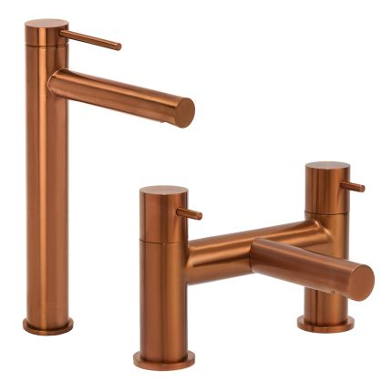 Milano Otto - Modern High Rise Basin Mixer and Bath Filler Mixer Tap Set - Choice of Finish