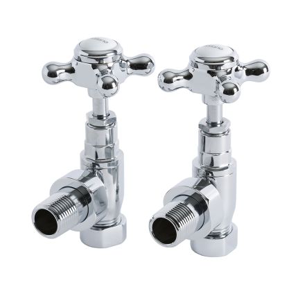 Milano - Chrome Traditional Angled Radiator Valves (Pair)