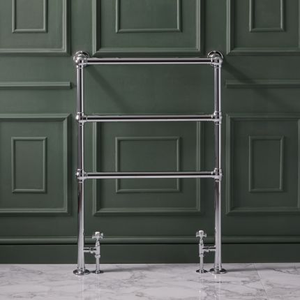 Milano Derwent - Traditional Chrome Minimalist Heated Towel Rail - 966mm x 673mm