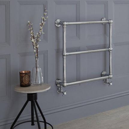 Milano Derwent - Chrome Traditional Minimalist Heated Towel Rail - 680mm x 673mm