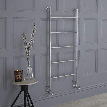 Milano Derwent - Chrome Traditional Minimalist Heated Towel Rail - 1142mm x 527mm