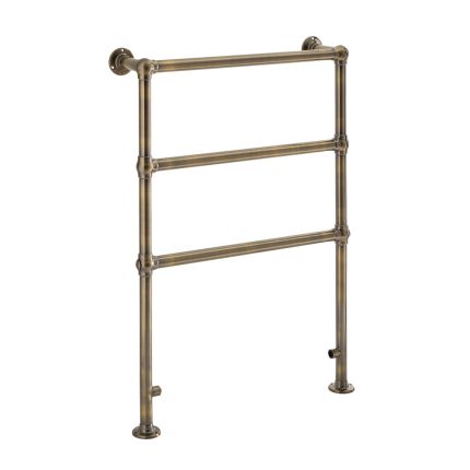 Milano Derwent - Traditional Minimalist Dark Brushed Brass Heated Towel Rail - 966mm x 673mm