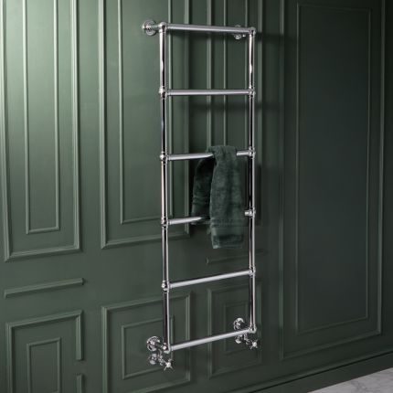Milano Derwent - Wall Mounted Traditional Chrome Minimalist Heated Towel Rail - Choice of Size