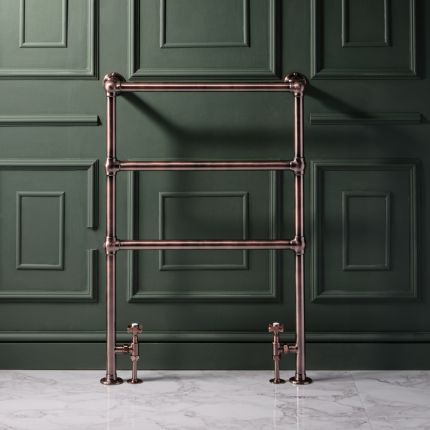 Milano Derwent - Traditional Minimalist Brushed Bronze Heated Towel Rail - 966mm x 673mm
