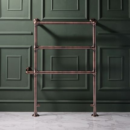 Milano Derwent - Traditional Minimalist Brushed Bronze Electric Heated Towel Rail - 966mm x 673mm