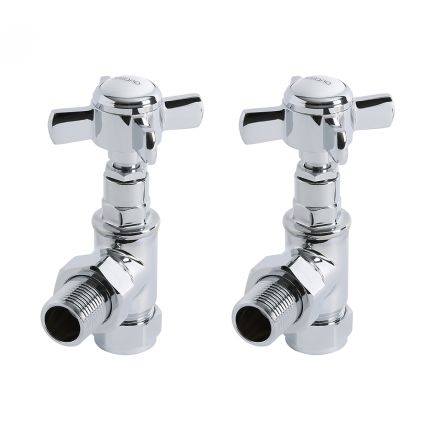 Milano - Chrome Traditional Radiator Valves - Angled Pair