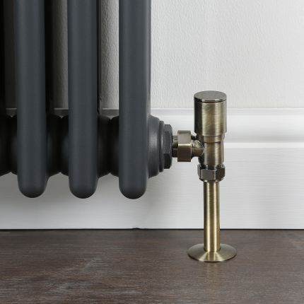 Milano - Dark Brushed Brass Modern Angled Radiator Valves