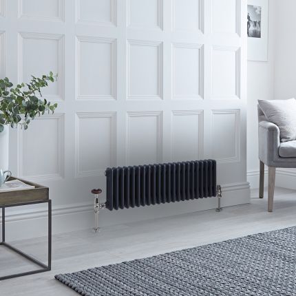 Milano Windsor - Anthracite Horizontal Traditional Triple Column Radiator - 300mm x 1010mm