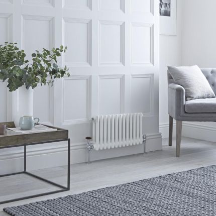 Milano Windsor - White Horizontal Traditional Column Radiator - 300mm x 605mm (Double Column)
