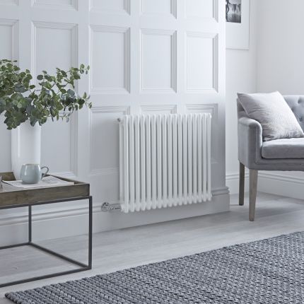 Milano Windsor - Traditional White Horizontal Double Column Electric Radiator - 600mm x 785mm - with Choice of Wi-Fi Thermostat