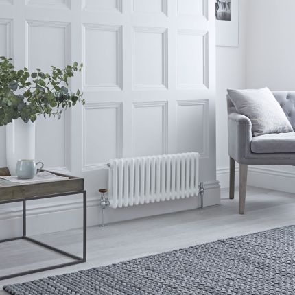 Milano Windsor - White Horizontal Traditional Column Radiator - 300mm x 785mm (Double Column)