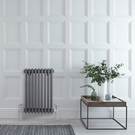 Milano Windsor - Anthracite Horizontal Traditional Triple Column Radiator - 600mm x 425mm