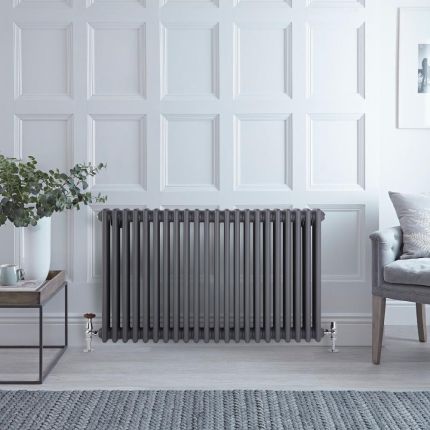 Milano Windsor - Anthracite Horizontal Traditional Triple Column Radiator - 600mm x 1010mm