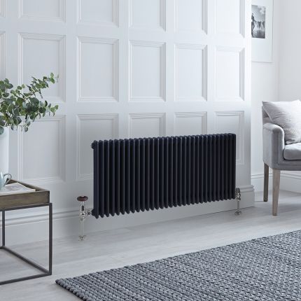 Milano Windsor - Anthracite Horizontal Traditional Triple Column Radiator - 600mm x 1415mm