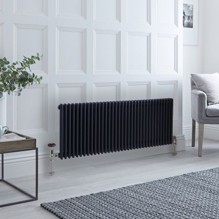 Milano Windsor - Anthracite Horizontal Traditional Triple Column Radiator - 600mm x 1595mm