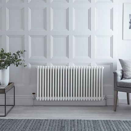 Milano Windsor - White Horizontal Traditional Four Column Radiator - 600mm x 1190mm