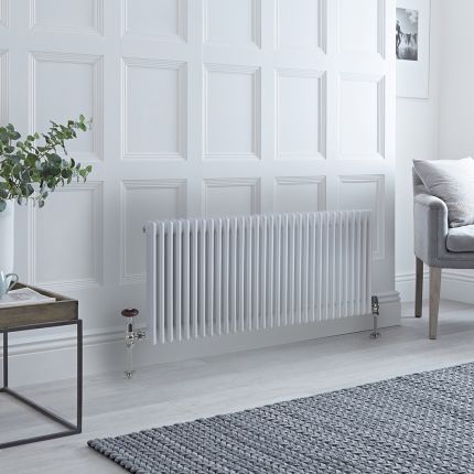 Milano Windsor - White Horizontal Traditional Four Column Radiator - 600mm x 1415mm