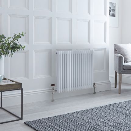 Milano Windsor - White Horizontal Traditional Column Radiator - 750mm x 785mm (Triple Column)