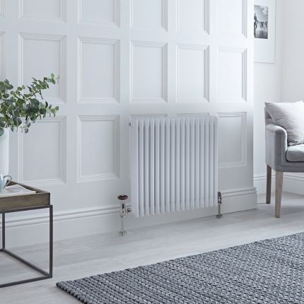 Milano Windsor - White Horizontal Traditional Four Column Radiator - 750mm x 785mm