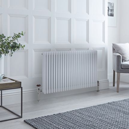 Milano Windsor - White Horizontal Traditional Four Column Radiator - 750mm x 1190mm