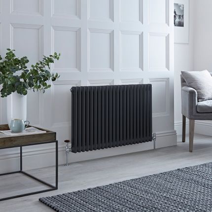 Milano Windsor - Anthracite Horizontal Traditional Column Radiator - (Double Column) - Choice of Size