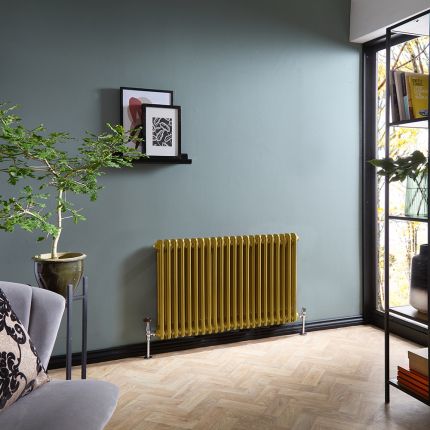 Milano Windsor - Metallic Gold Horizontal Traditional Double Column Radiator - Choice of Size