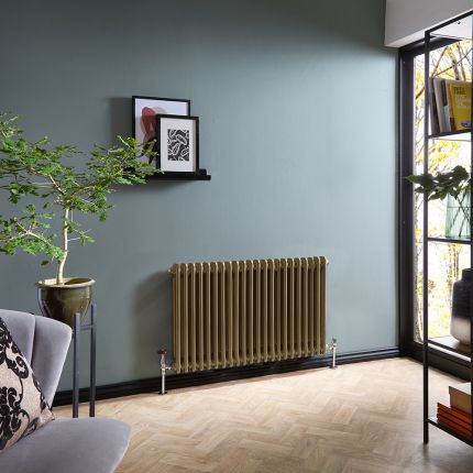 Milano Windsor - Natural Brass Horizontal Traditional Double Column Radiator - Choice of Size