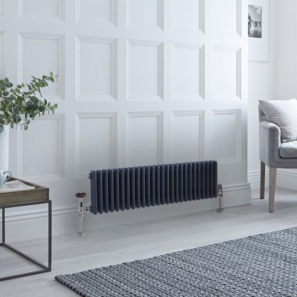 Milano Windsor - Anthracite Horizontal Traditional Triple Column Radiator - 300mm x 1190mm