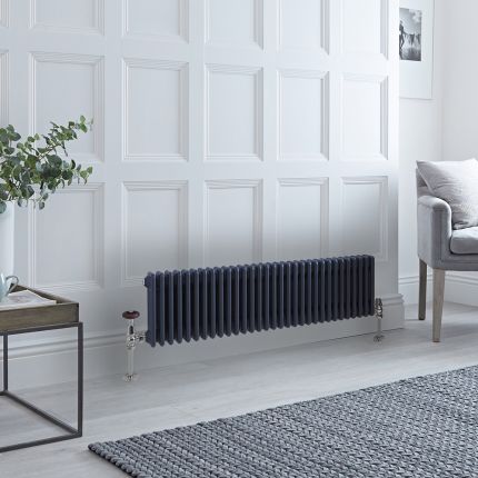 Milano Windsor - Anthracite Horizontal Traditional Triple Column Radiator - 300mm x 1415mm